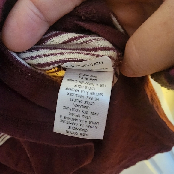 Toad & Co Stripe out solid hemp long sleeve tee Maroon and white size xl organic - Picture 3 of 9